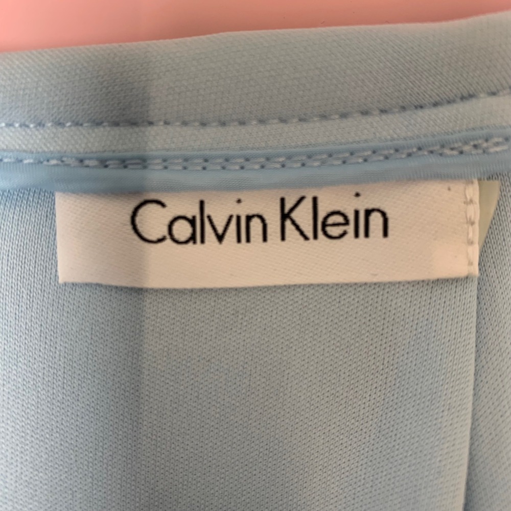 Calvin Klein Skirt Suit Set Womens 12 Light Blue Good Peplum Blazer Pencil Skirt - Picture 9 of 12